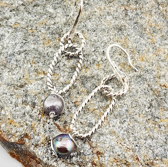 SWEETWATER PEARL HANDMADE EARRINGS DANGLIN STYLE STERLING SILVER - Picture 8 of 13